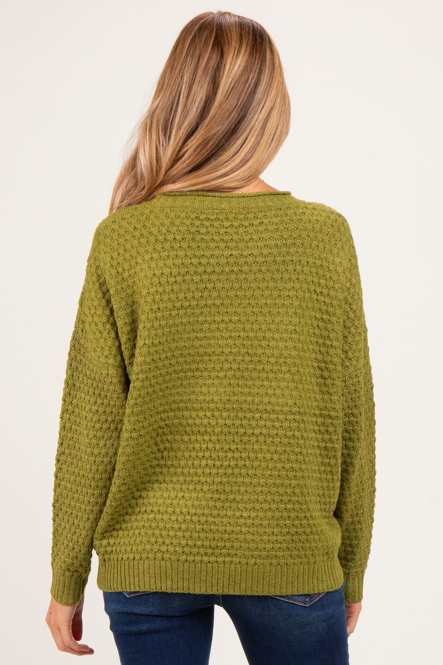 Matcha Honeycomb Knit Maternity Sweater
