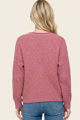 Mauve Pink Honeycomb Knit Sweater