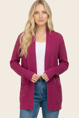 Plum Mini Waffle Knit Maternity Sweater Cardigan