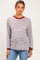 Grey Striped Slub Jersey Oversized Maternity Long Sleeve
