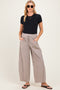 Chocolate Striped Cotton Barrel Leg Maternity Pants