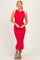 Red Ruched Midi Tank Dress