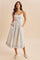 French Blue Floral Embroidered Hem Midi Dress