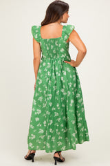 Fern Floral Ruffle Strap Maternity Maxi Dress