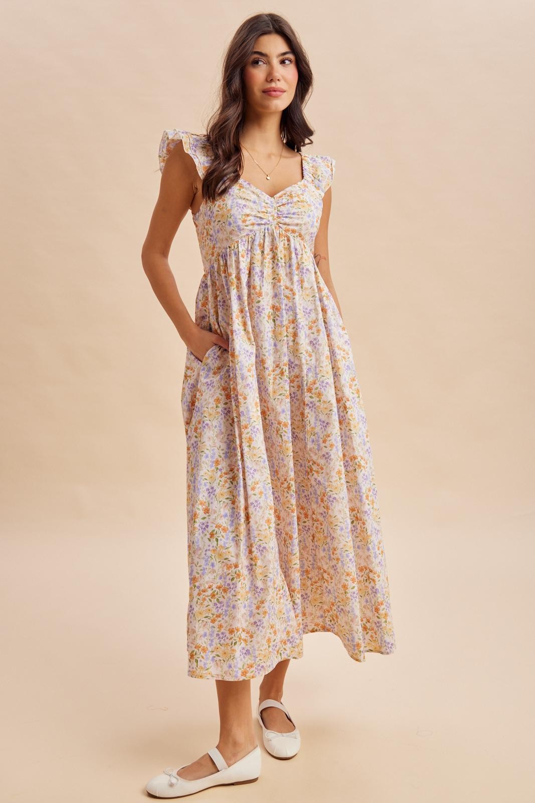 Wildflower Floral Ruffle Strap Maternity Maxi Dress