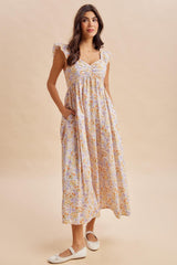 Wildflower Floral Ruffle Strap Maternity Maxi Dress