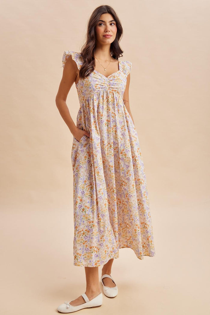 Wildflower Floral Ruffle Strap Maternity Maxi Dress