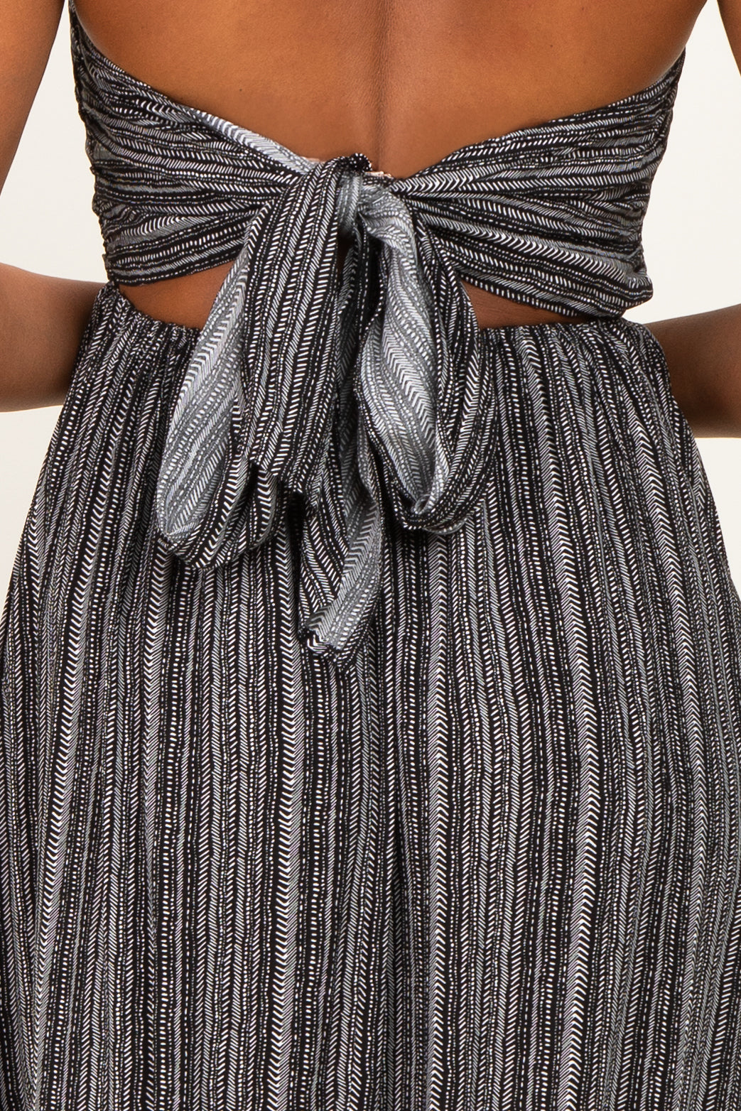 Black Printed V Neck Maxi Dress