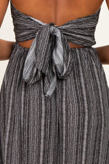 Black Printed V Neck Maxi Dress