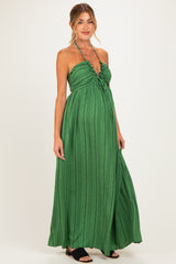Olive Printed V Neck Maternity Maxi Dress