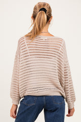 Stone Open Knit Striped Maternity Sweater Top
