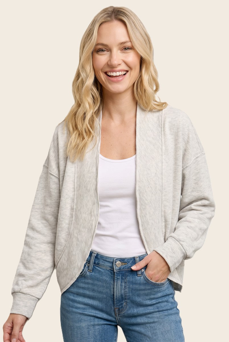 Oatmeal French Terry Maternity Shrug Cardigan