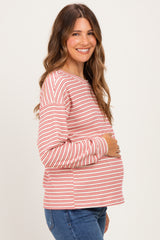 Red Striped Maternity Long Sleeve Top