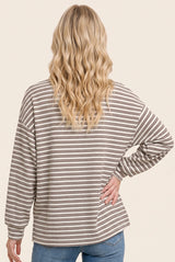 Brown Striped Long Sleeve Top
