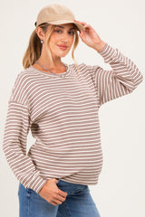 Brown Striped Maternity Long Sleeve Top