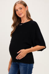 Black Oversized Maternity Short Sleeve Sweater Top