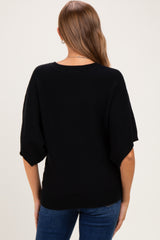 Black Oversized Maternity Short Sleeve Sweater Top