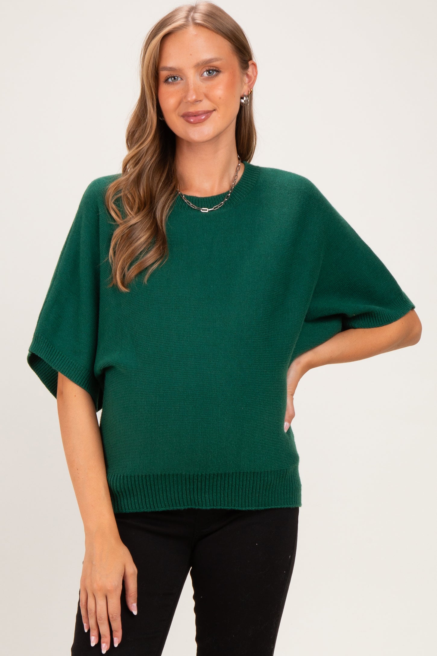 Forest Oversized Maternity Short Sleeve Sweater Top