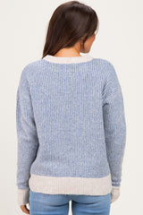 Indigo Two Tone Ribbed Maternity Sweater