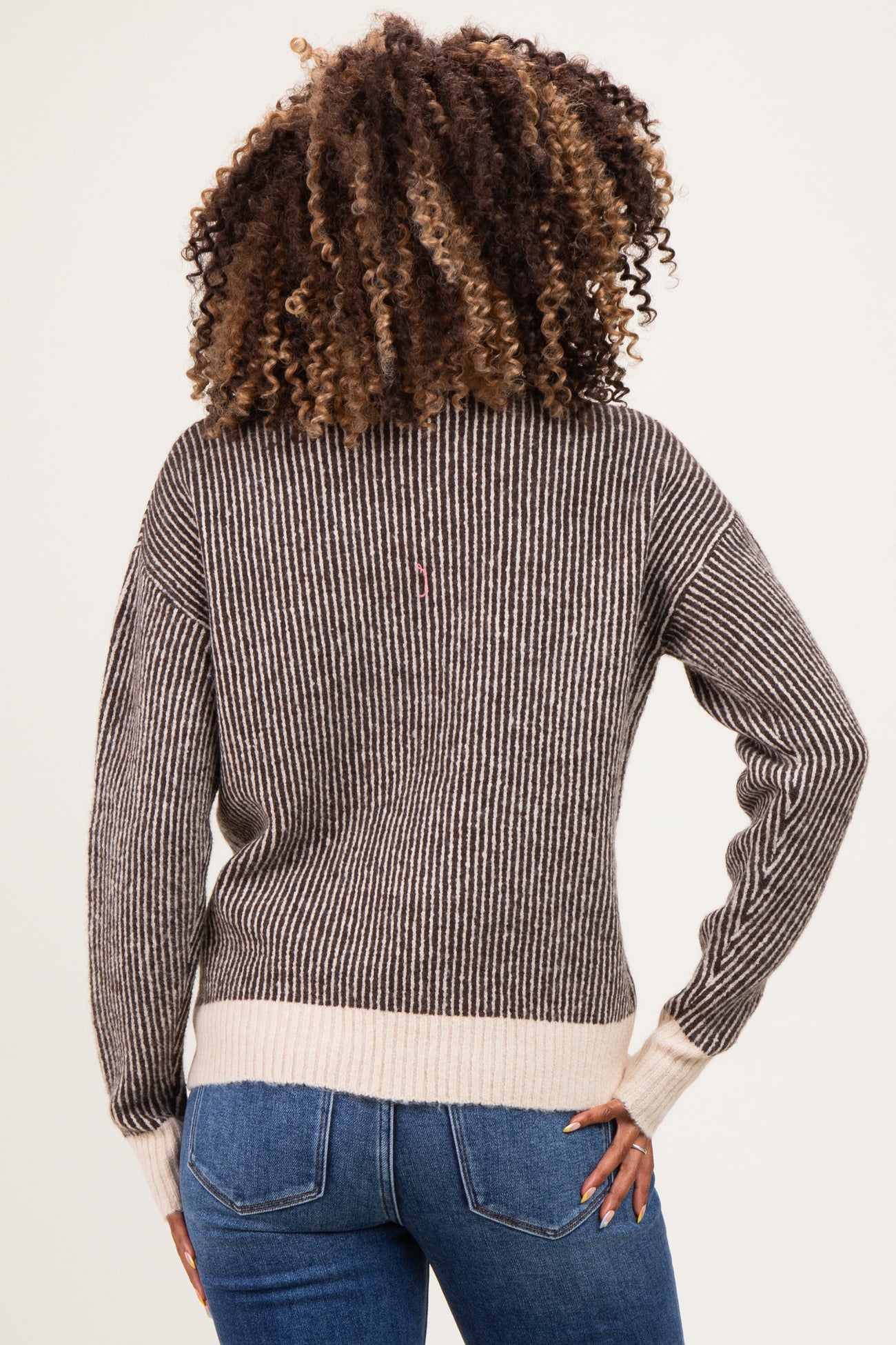 Chocolate Two Tone Ribbed Maternity Sweater