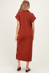 Clay Collared Short Sleeve Maternity Midi Dress