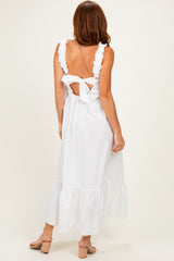 White Cutout Tie Back Midi Dress