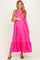 Hot Pink Cutout Tie Back Maternity Midi Dress
