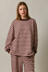 Brown Striped Oversized Maternity Pullover