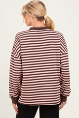 Brown Striped Oversized Maternity Pullover