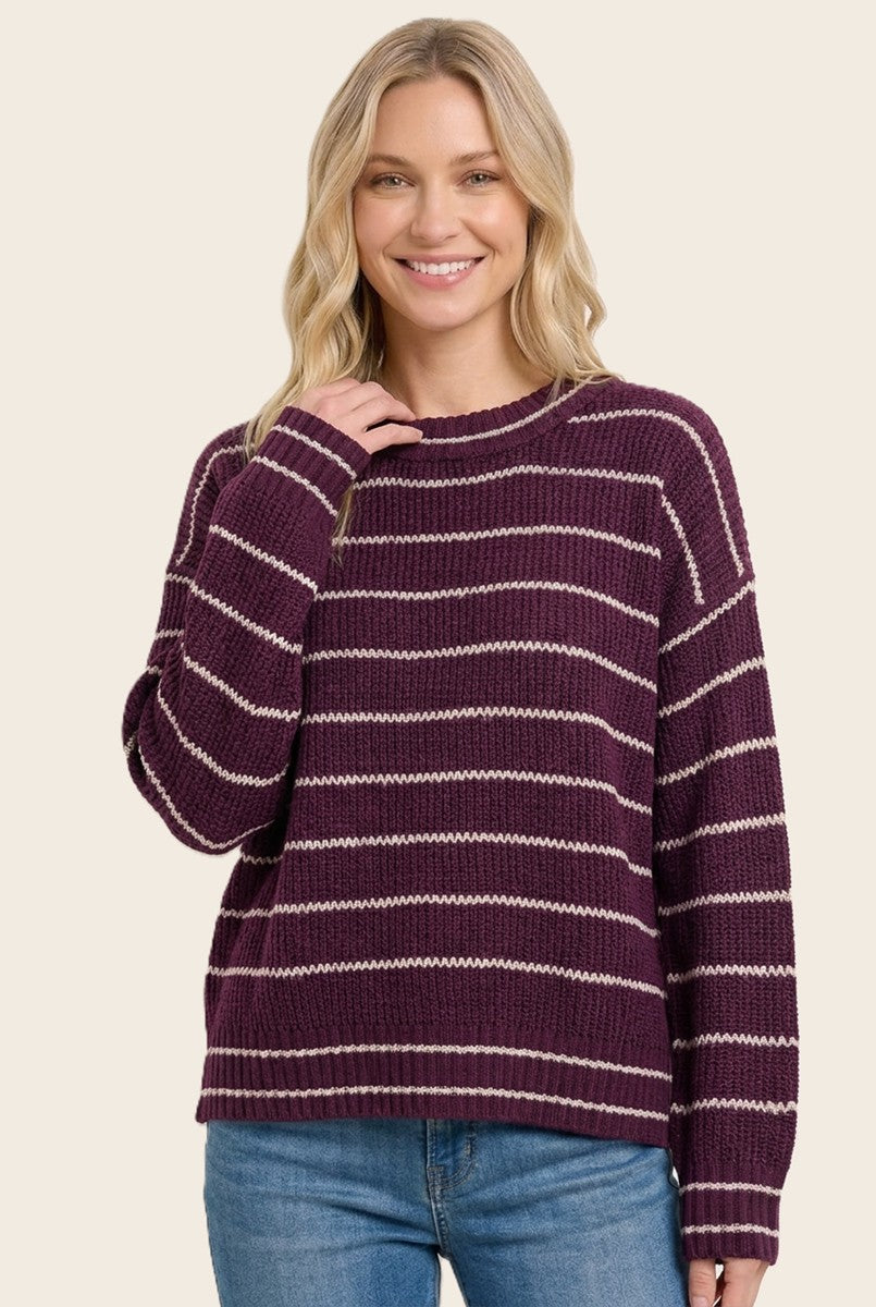 Dark Plum Striped Sweater