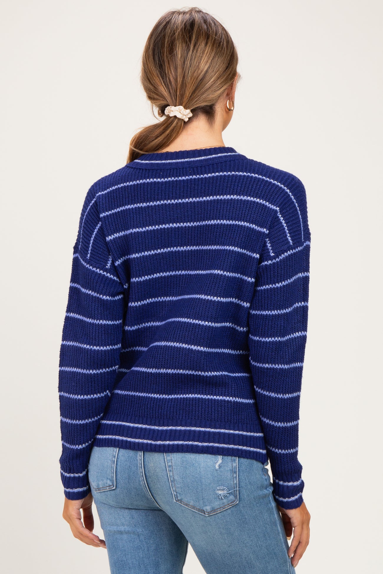Light Navy Striped Maternity Sweater