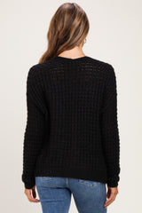 Black Chunky Waffle Knit Maternity Open Cardigan