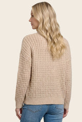 Oatmeal Chunky Waffle Knit Open Cardigan