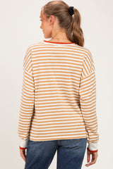 Camel Relaxed Fit Striped Maternity Pullover