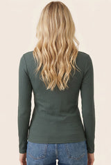 Olive Fitted Ribbed Long Sleeve