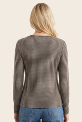 Olive Basic Striped Long Sleeve Top