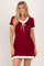 Mulberry Contrast Ruffle Short Sleeve Mini Dress