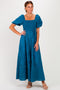 Teal Crochet Lace Smocked Maxi Dress