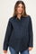 Navy Polka Dot Oversized Button Down Maternity Shirt