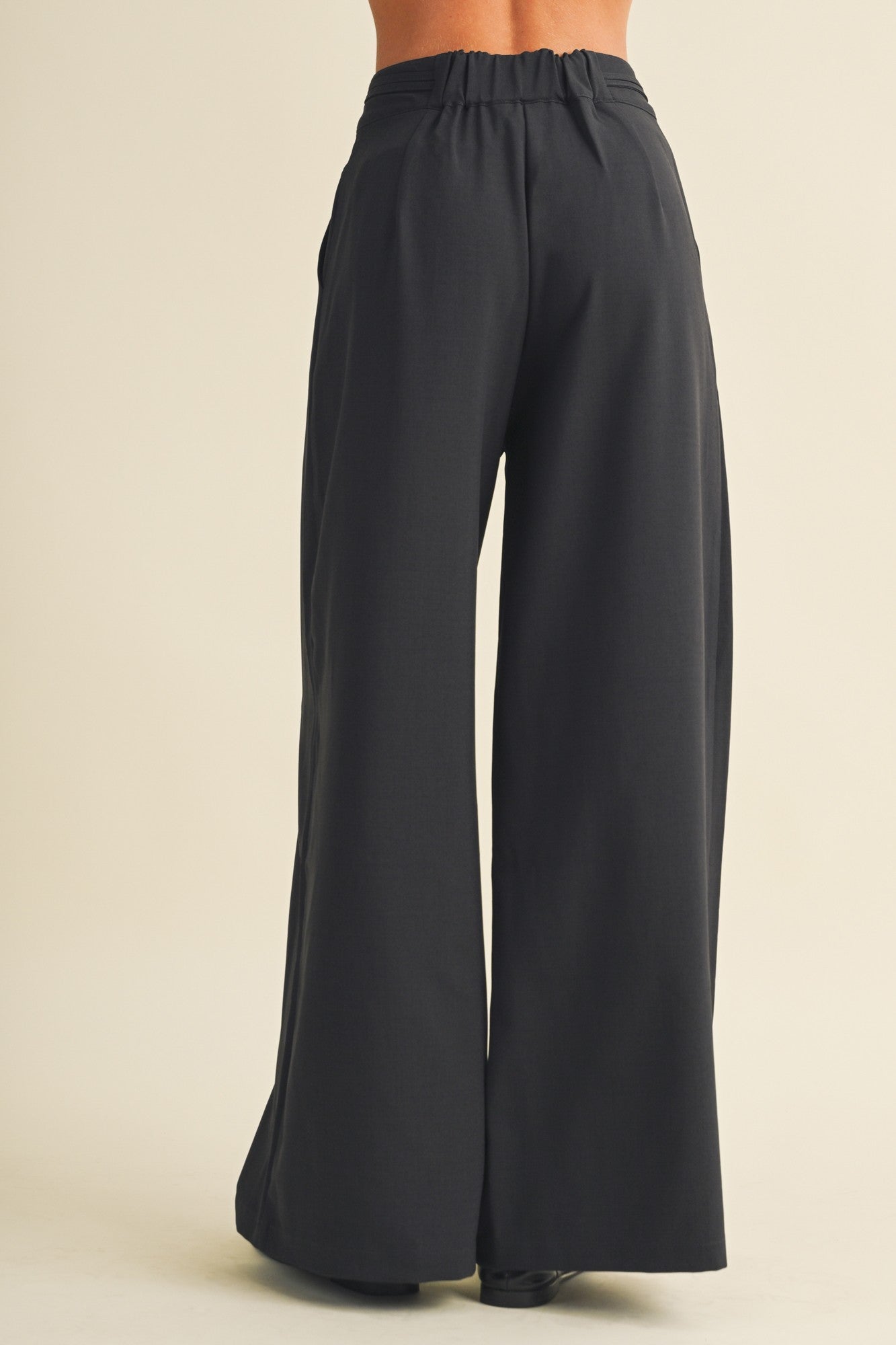 Vintage Black Tie-Waist Wide Leg Trousers