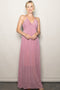 Mauve Crinkle Chiffon V-Neck Maxi Dress