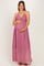 Mauve Crinkle Chiffon V-Neck Maternity Maxi Dress