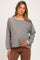 Black Striped Boat Neck Long Sleeve Maternity Top
