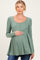 Sage Scoop Neck Button Front Long Sleeve Babydoll Maternity Top