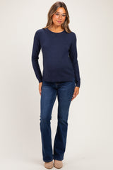 Indigo Solid Basic Maternity Sweater
