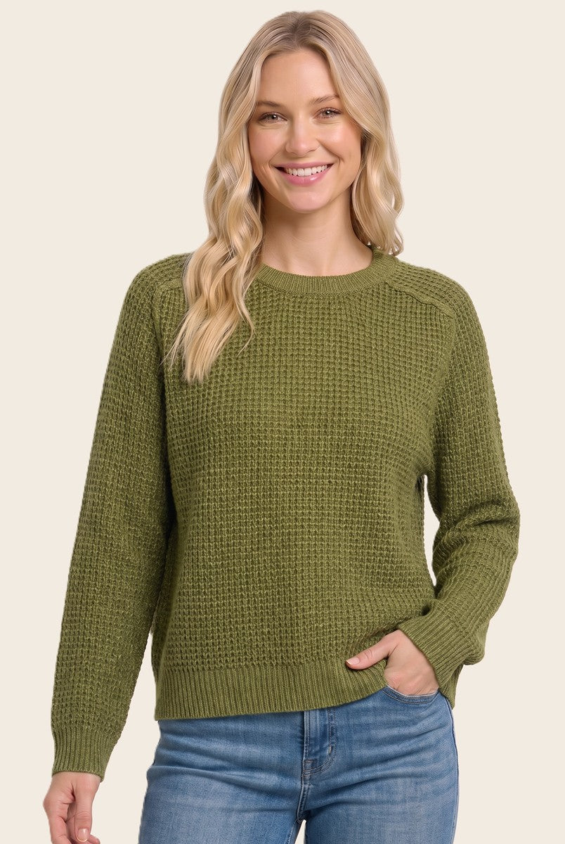Matcha Waffle Textured Sweater