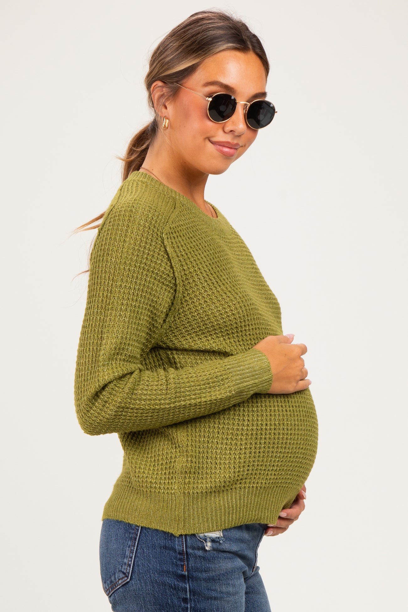 Matcha Waffle Textured Maternity Sweater