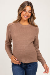 Mocha Waffle Textured Maternity Sweater