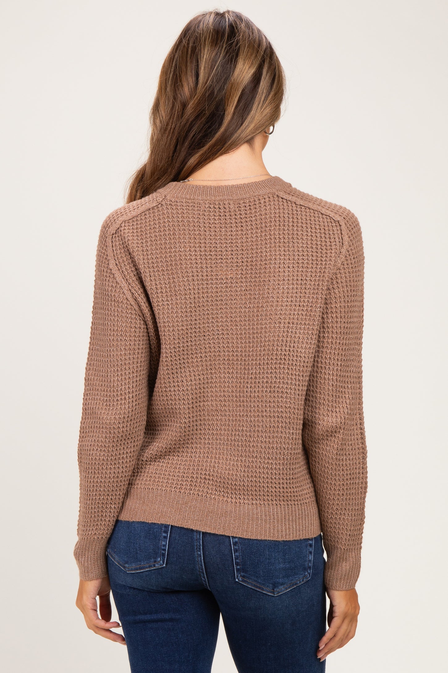 Mocha Waffle Textured Maternity Sweater