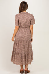 Mauve Floral Collared Maternity Maxi Dress